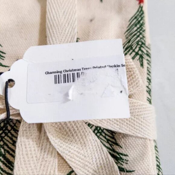 FIORI & FERN Charming Christmas Trees Printed Napkin Set Holiday Festive Nature - Picture 2 of 2